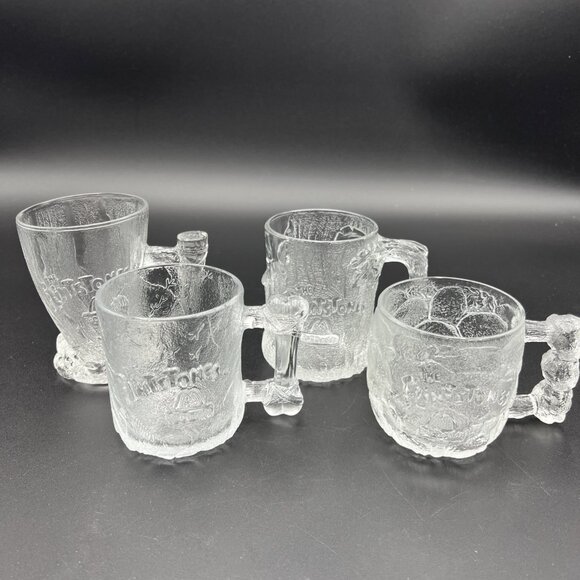 McDonald's Other - COMPLETE Set Of 4 Vintage 1993 Collectible McDonalds Flintstone Glass Mugs